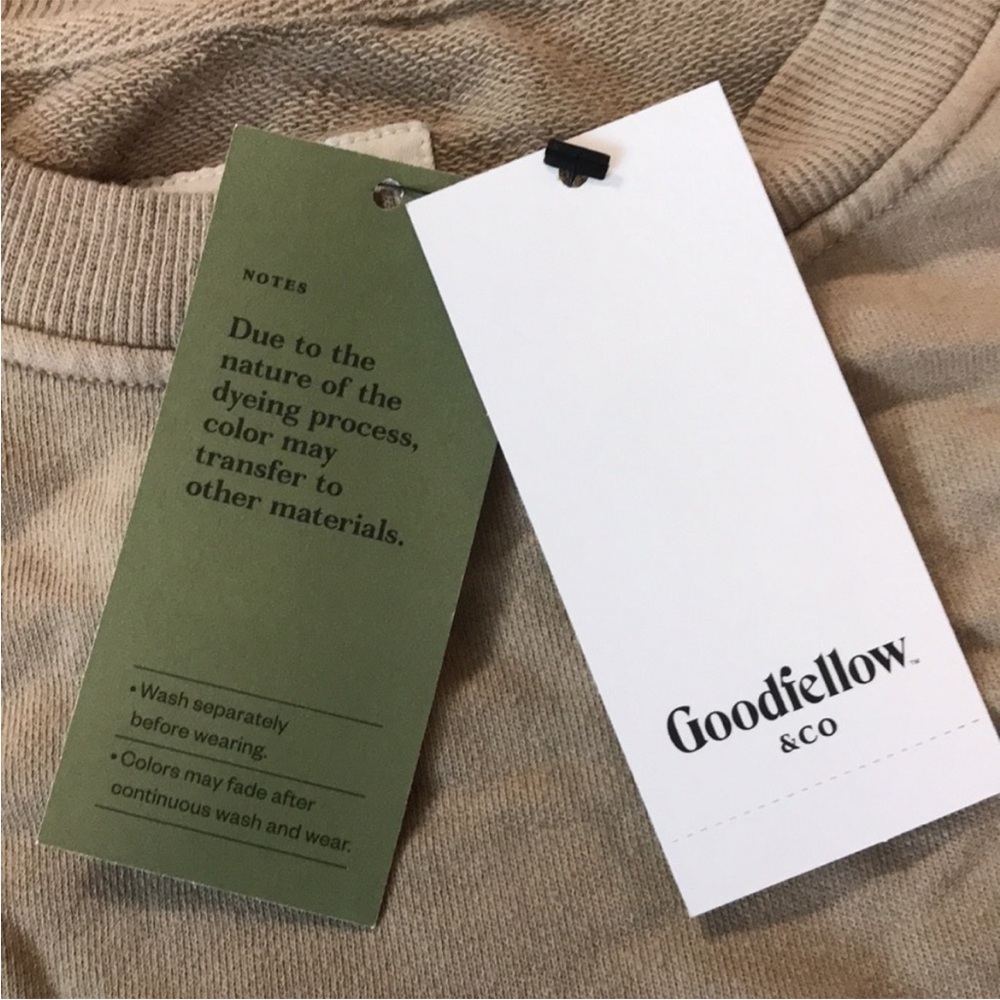 Goodfellow & Co. Relaxed Taupe Crew Neck Sweatshirt with Embroidered Logo | NWT - Picture 5 of 5